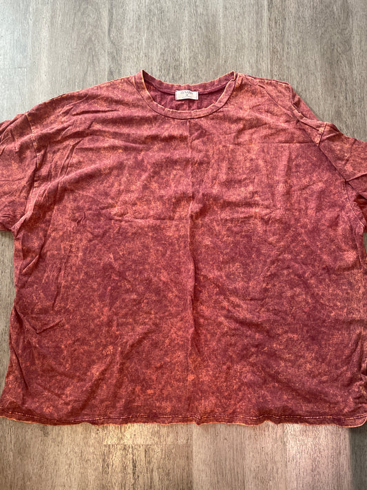 XL Zenana Mineral Wash Oversized Tee – Rust
