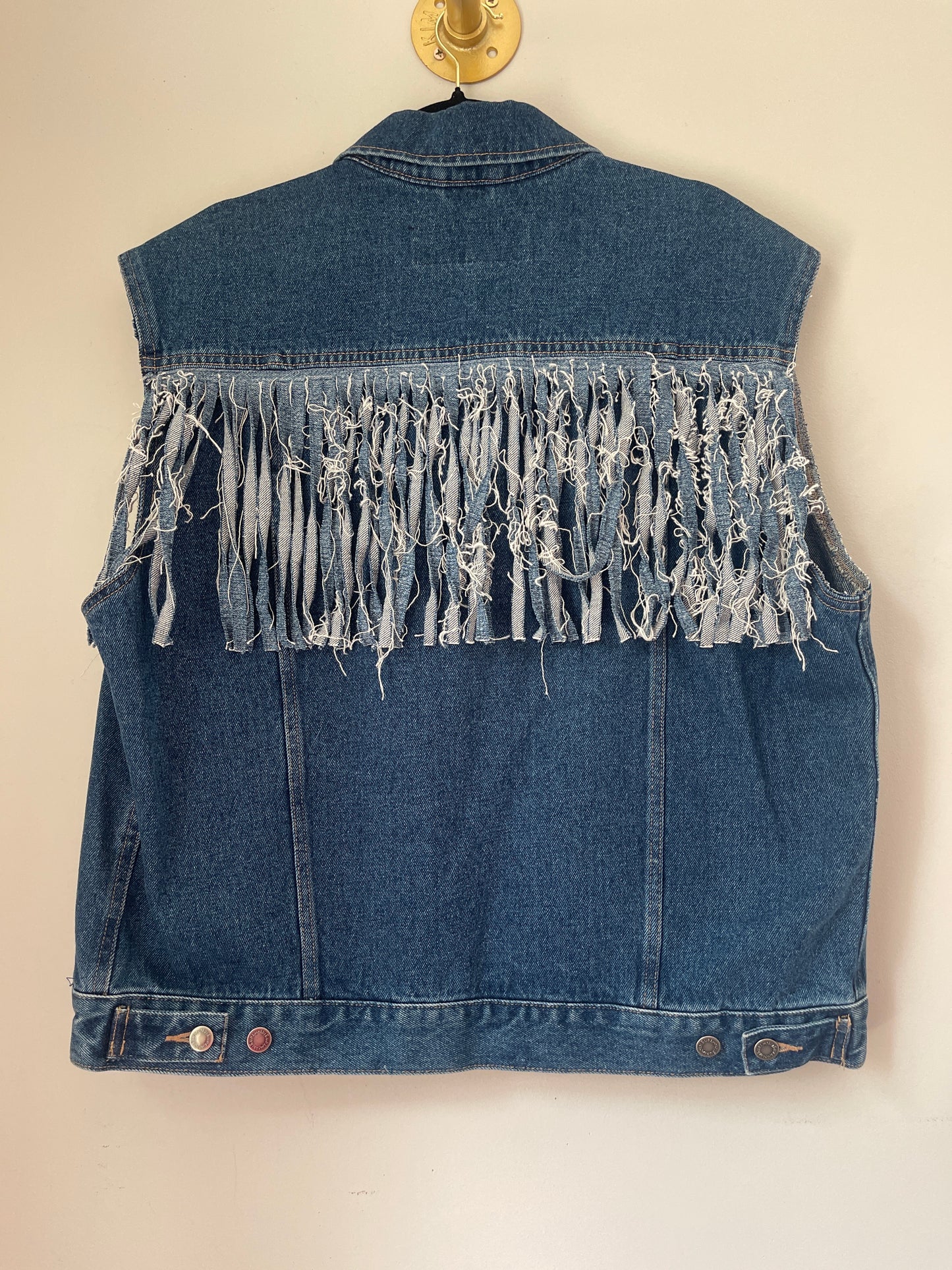 M (men’s) Wrangler Herk Studded + Fringe Denim Vest