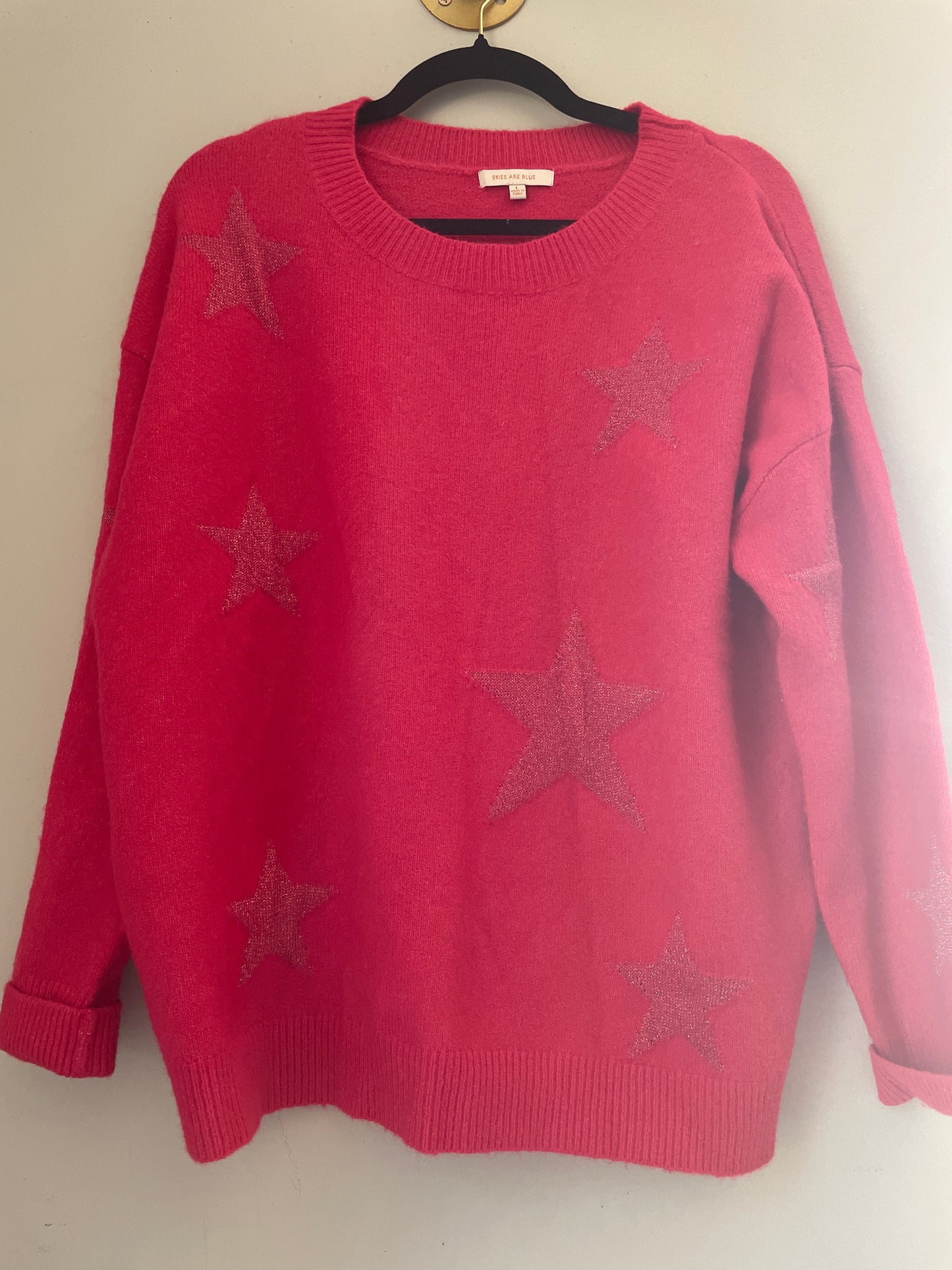 L Pink Stars Sweater