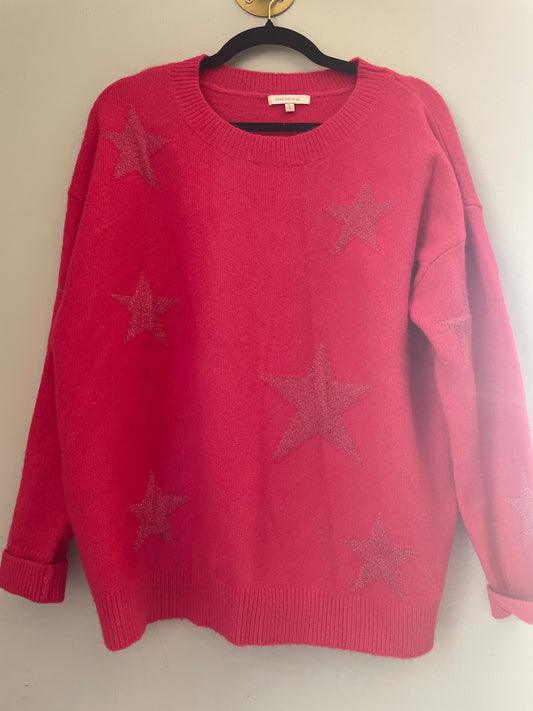 L Pink Stars Sweater