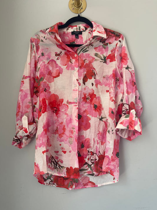 S Haver Pink Floral Button Down