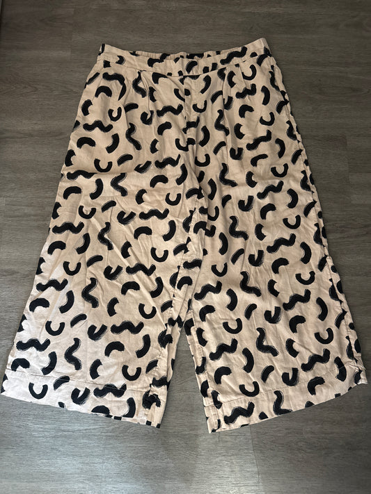 XL A New Day Wide Leg Tan Canvas Swirly Design Pants