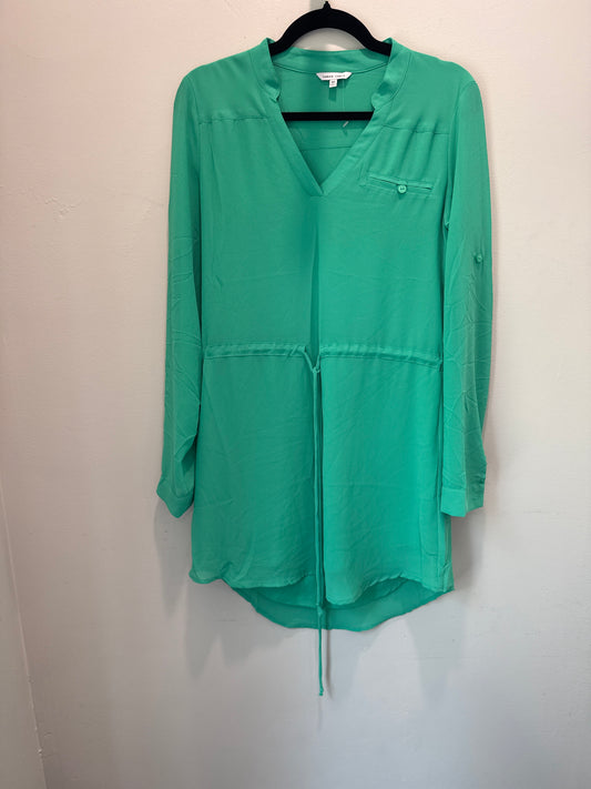 M Naked Zebra Green Long Sleeve Tie Waist Mini Dress