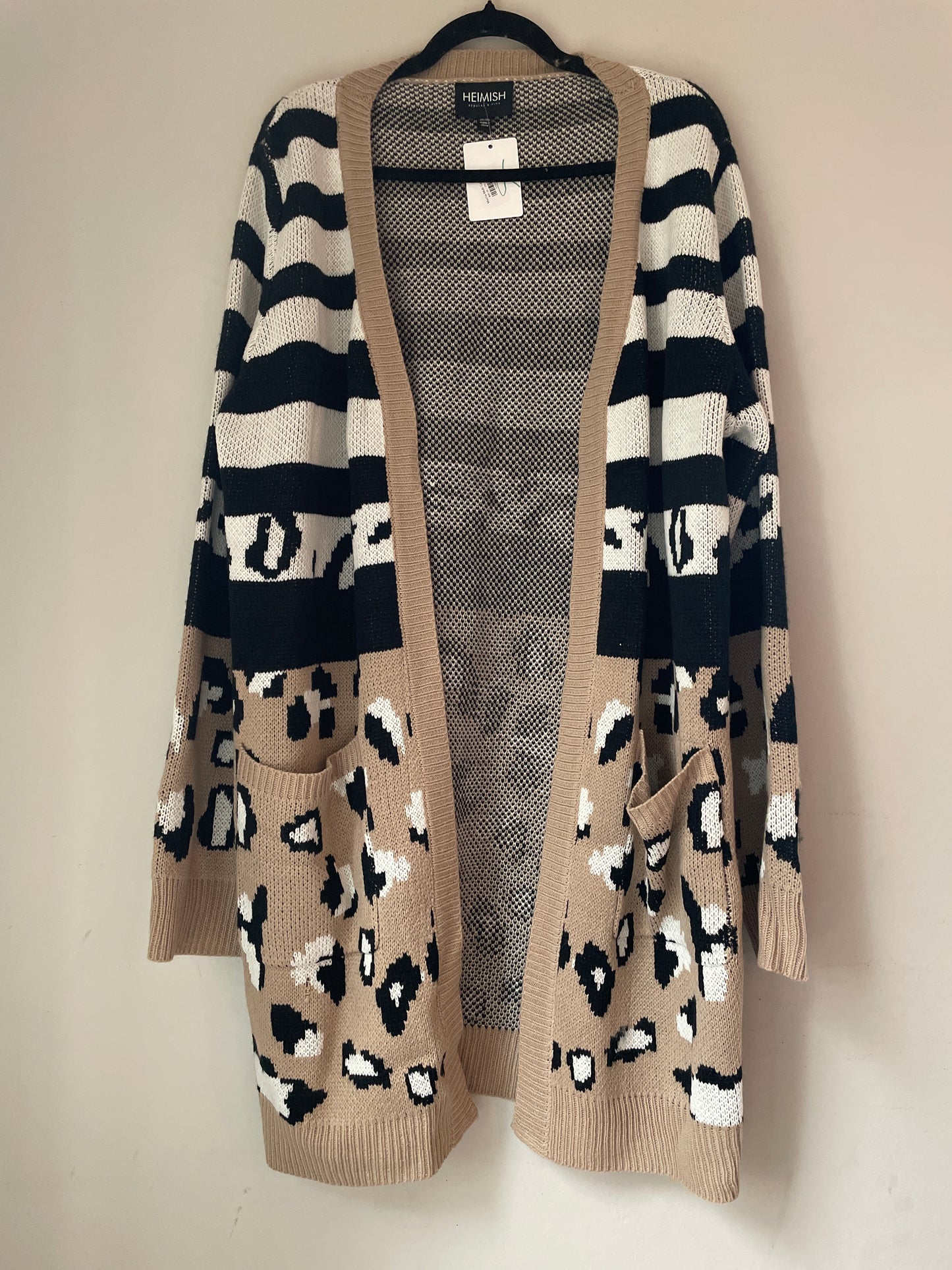 2XL/3XL NWT Heimish Stripe Leopard Cardigan