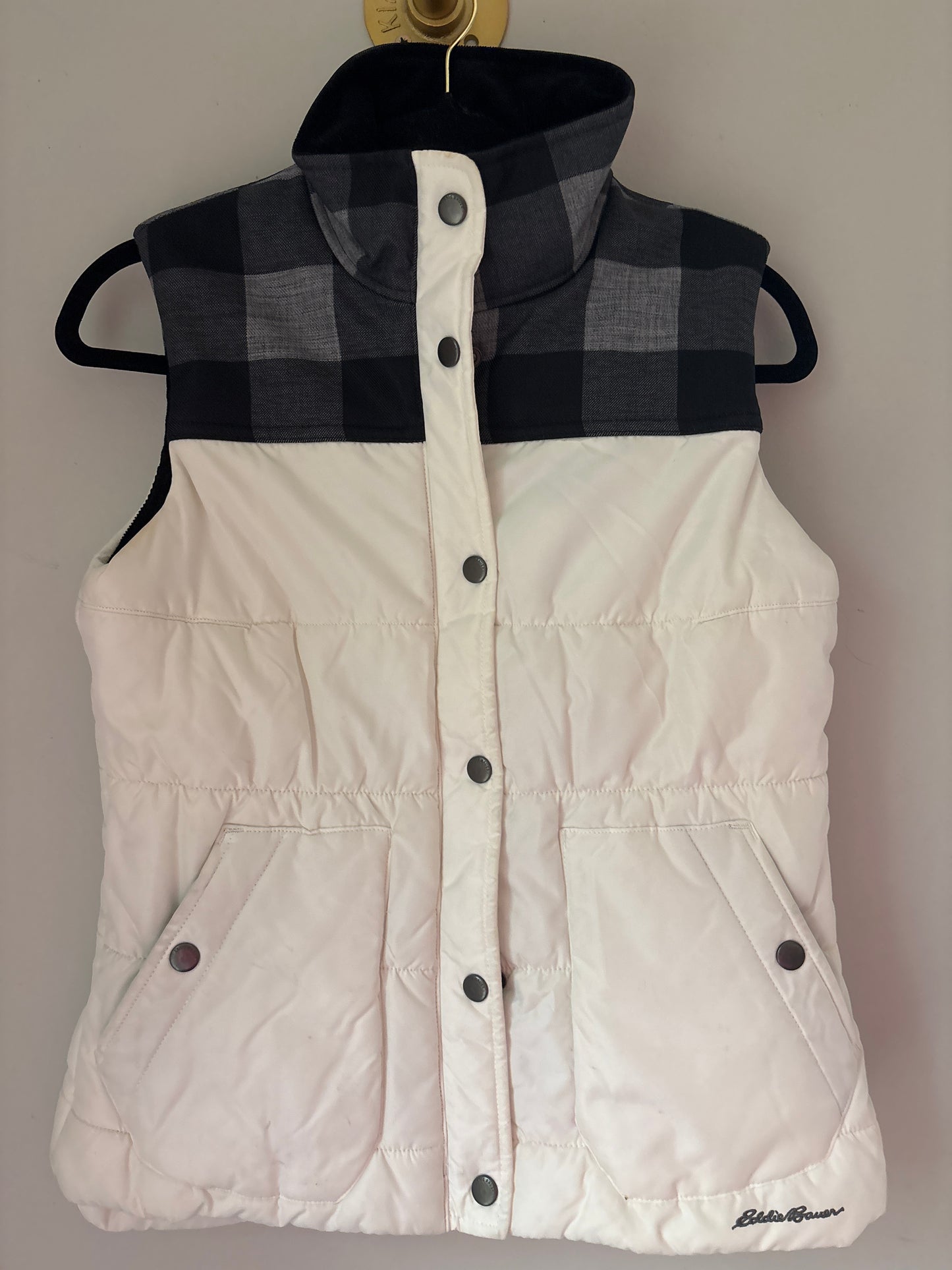 XS Eddie Bauer Plaid + Cream Vest