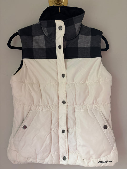 XS Eddie Bauer Plaid + Cream Vest