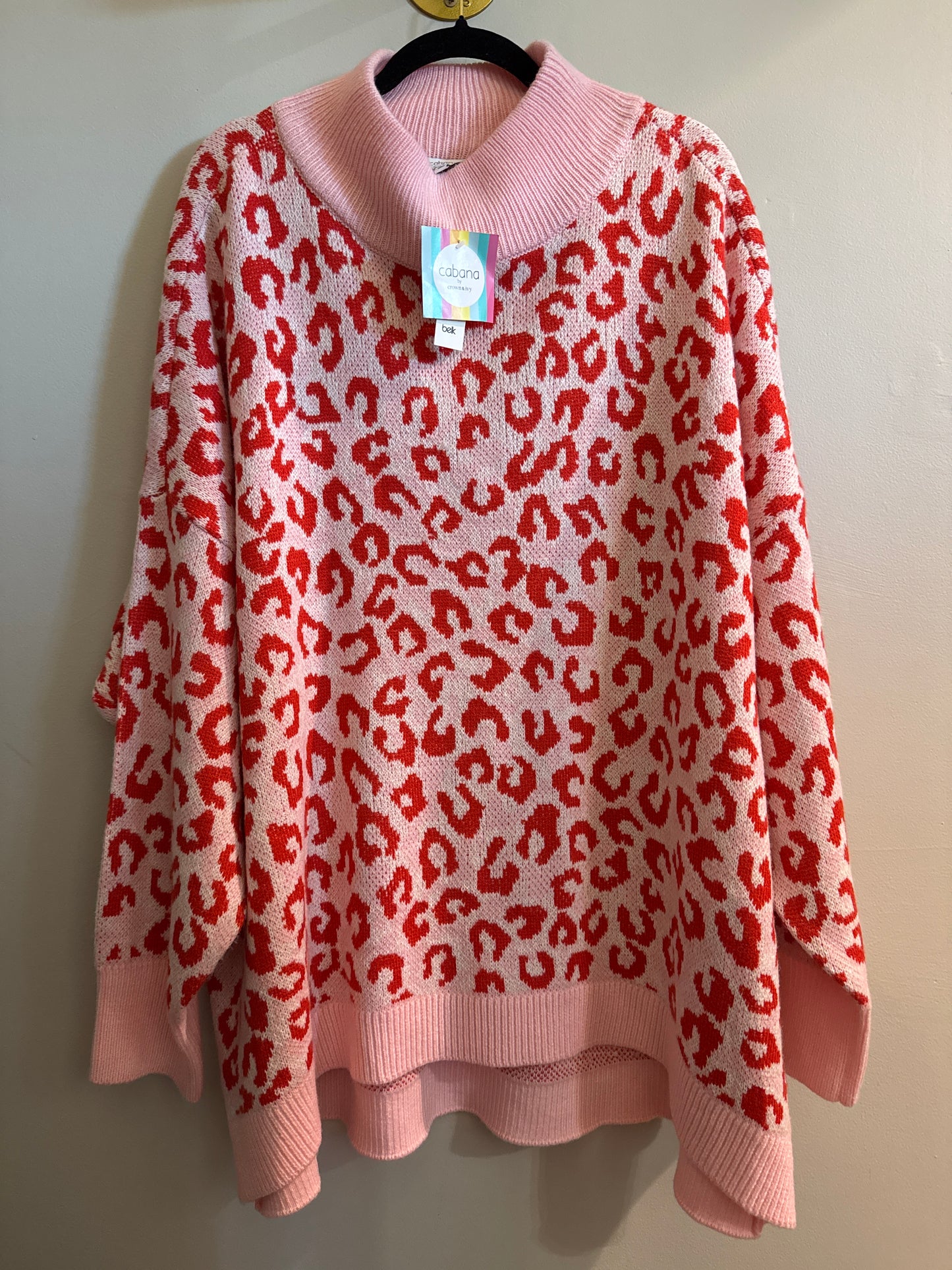 XXL NWT Cabana pink and red leopard sweater