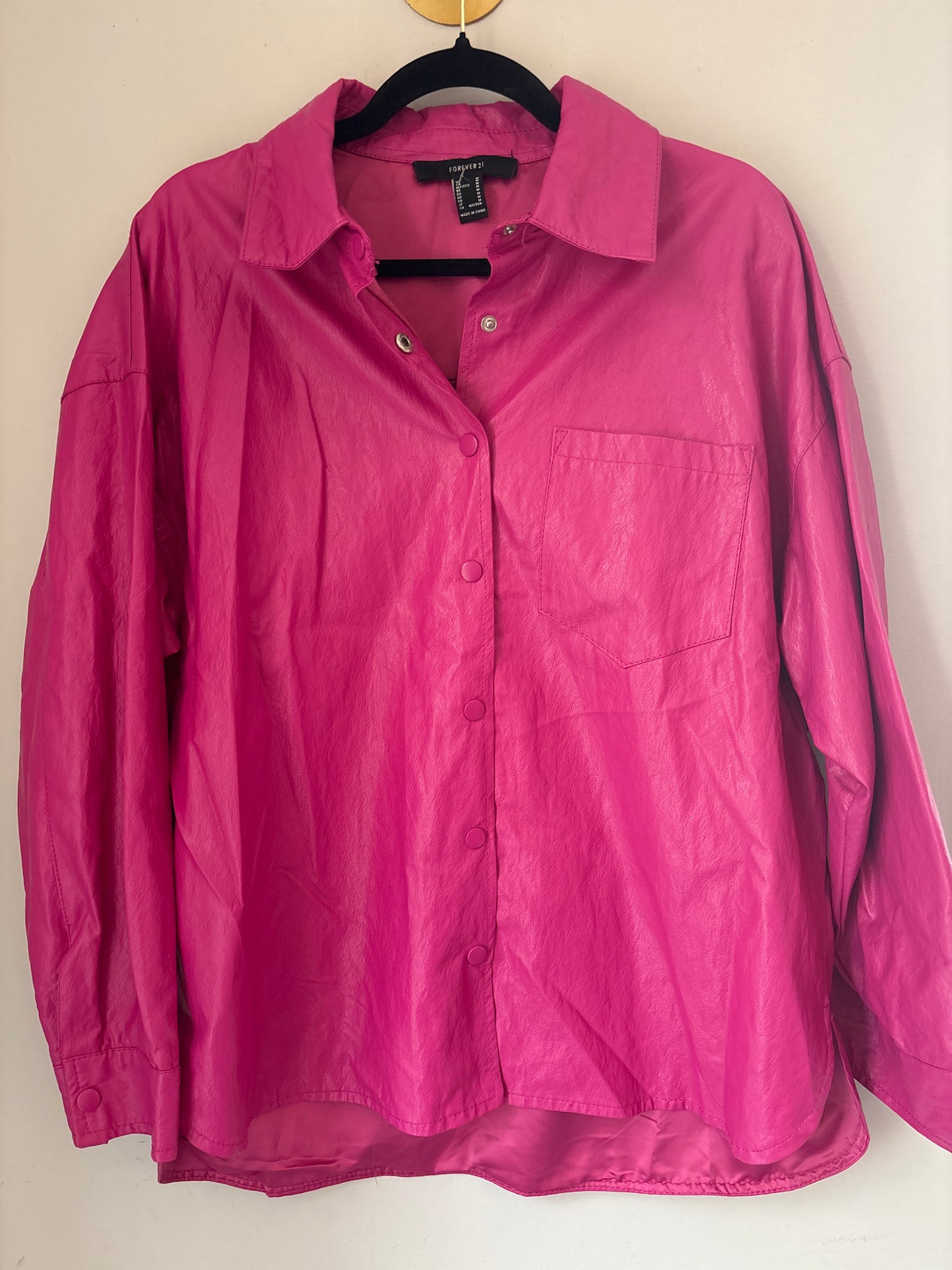 M Fuschia Snap Front Oversized Shacket