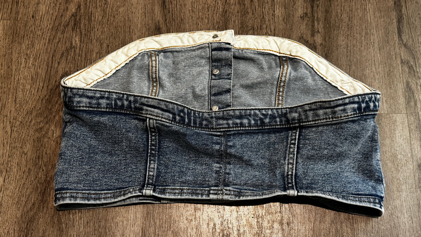 L H&M Denim Crop Top