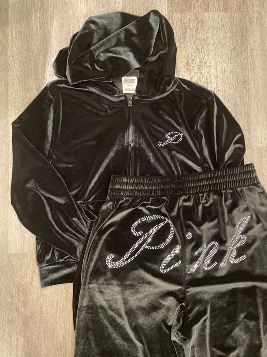 M TOP/ S BOTTOM PINK VS Black Velour Tracksuit