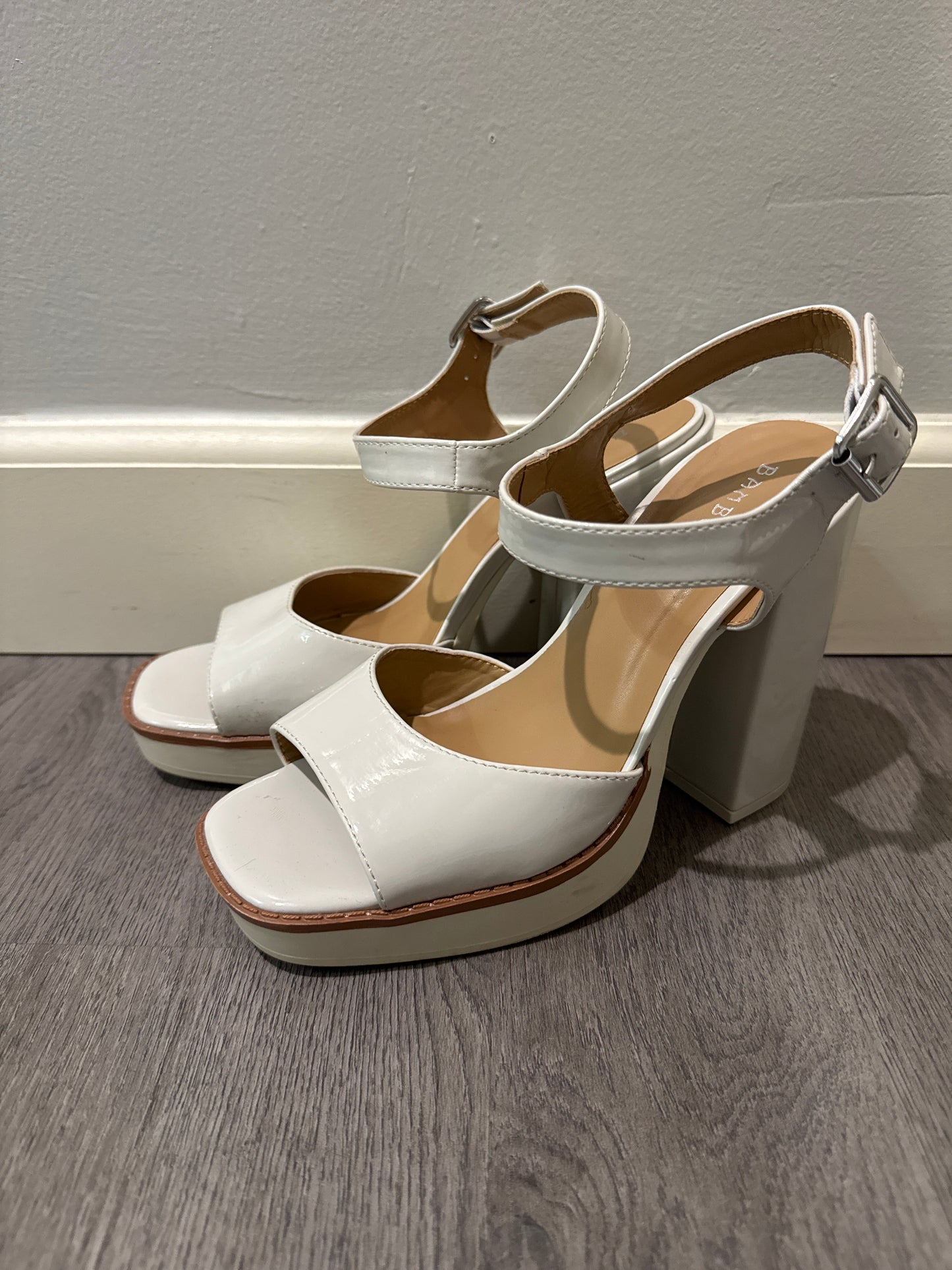 9 Bamboo White Platform Heels