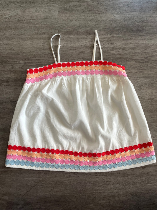 M entro Cream Polka Dot Embroidered Tank