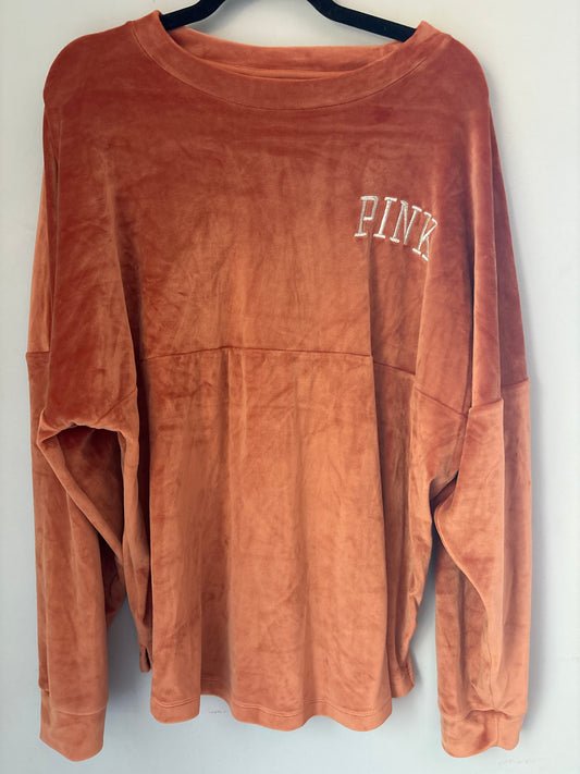 L VS Pink Rust Soft Velour Pullover