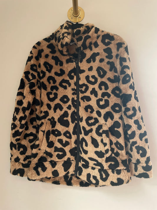 S NEW Leopard Fleece Zip Up