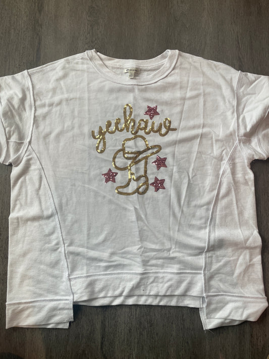L Versona Sequin Yeehaw Sweatshirt Top