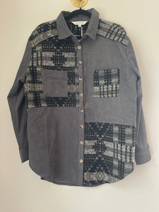 M Davi & Dani Gray Aztec Shacket