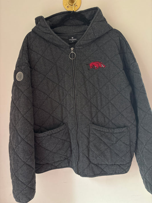 L Quilted Arkansas Razorback Jacket Coat