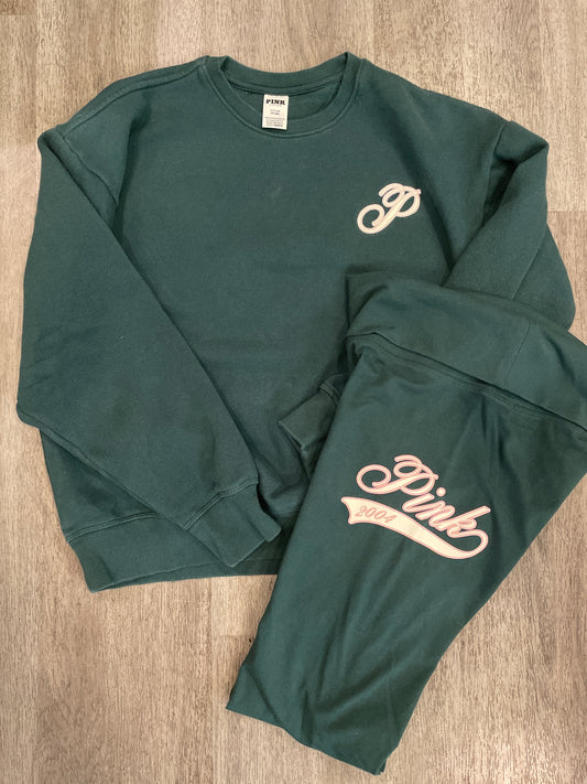 S PINK by Victorias Secret Green Sweatshirt / Yoga Pant Set