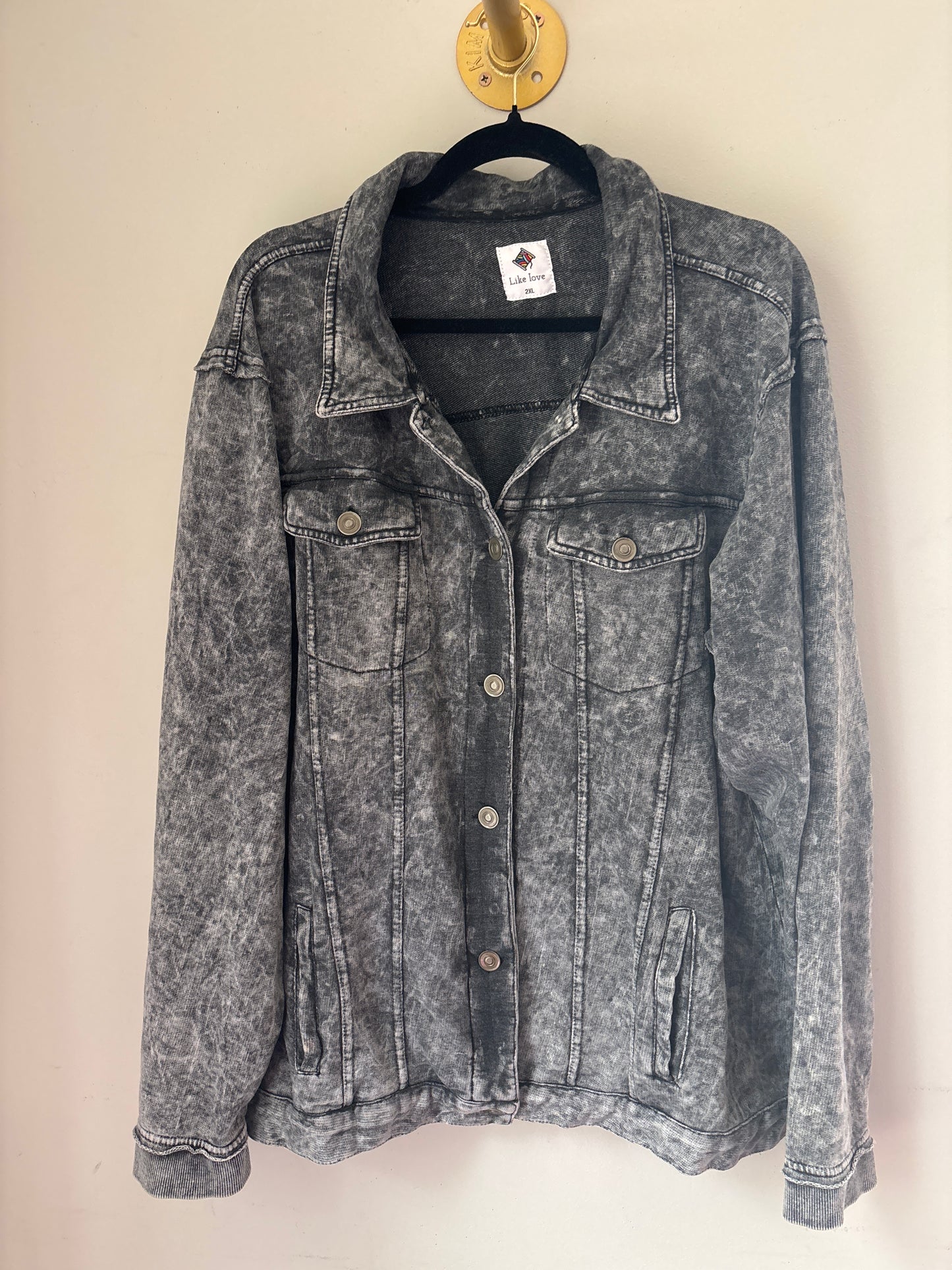 2XL Like Love Acid Wash Jacket