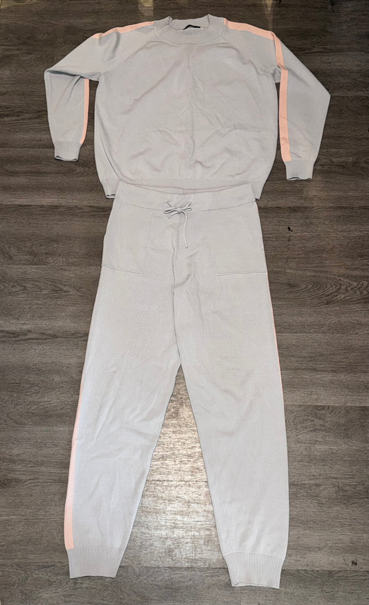 L (M Pants) Pompa grey/pink strip jogger set