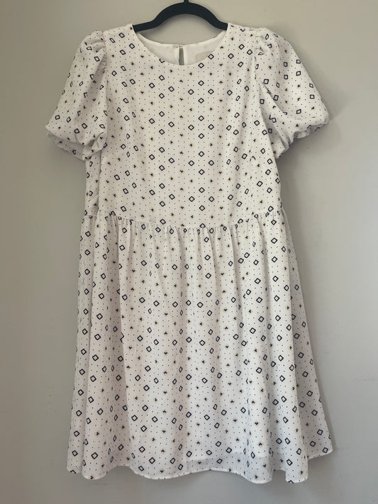 2 LOFT Geo Puff Sleeve Swing Dress