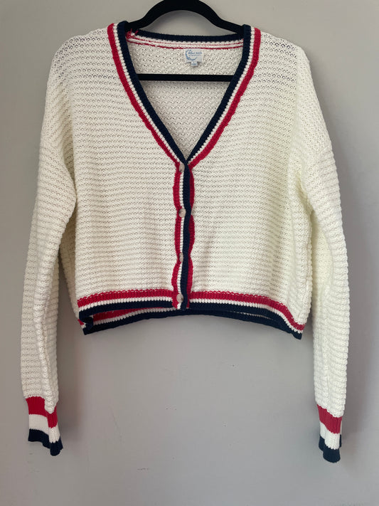 L Blue Rain RWB Cardigan