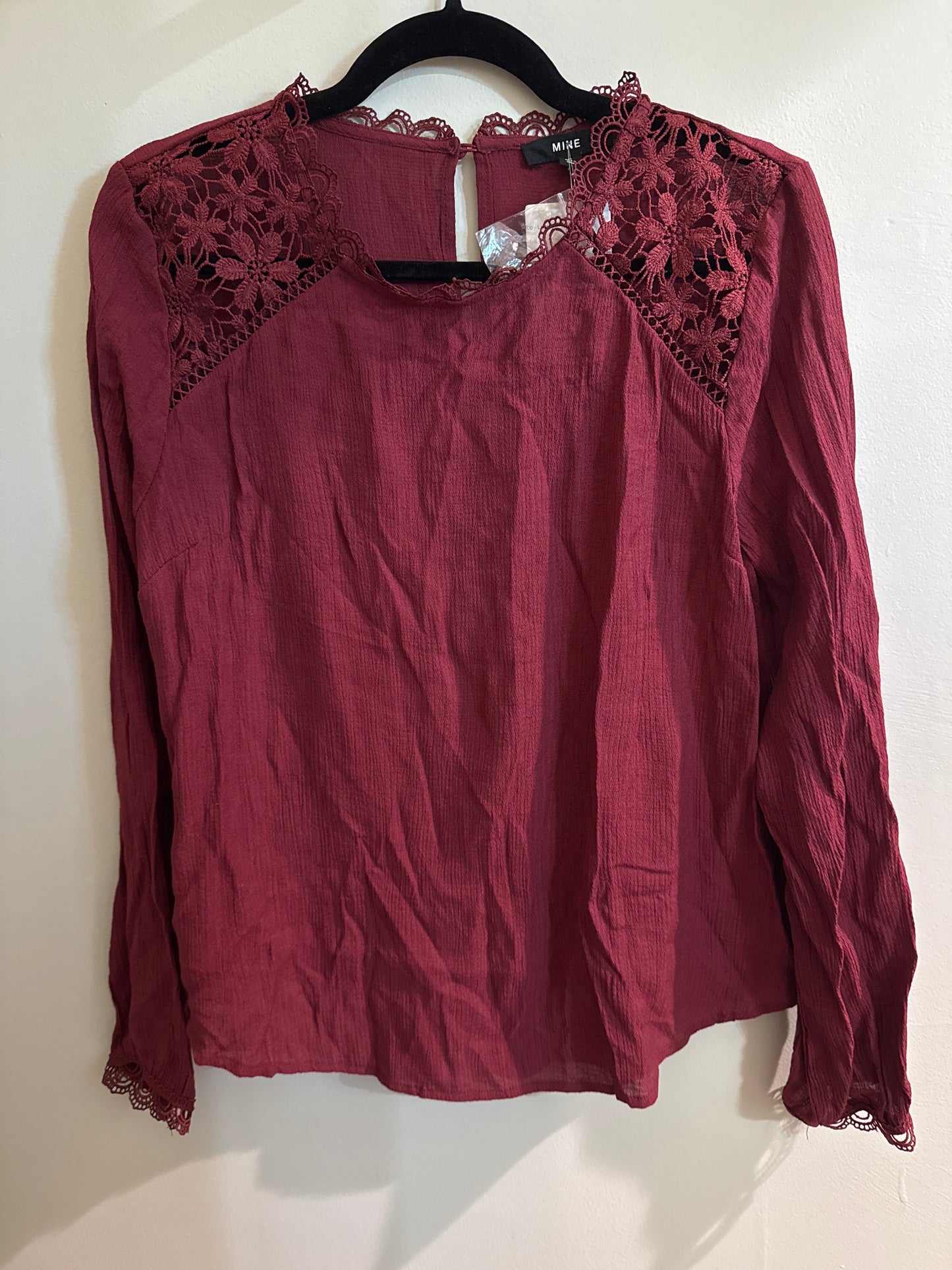 L NWT Mine burgundy lace blouse