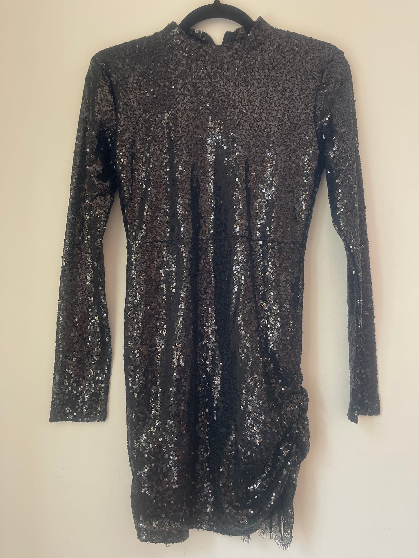 S Black Sequin Mini Dress