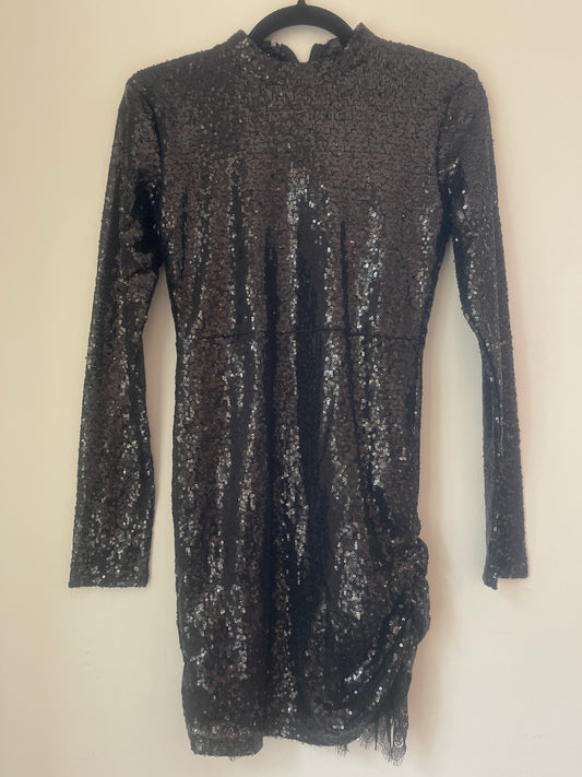 S Black Sequin Mini Dress