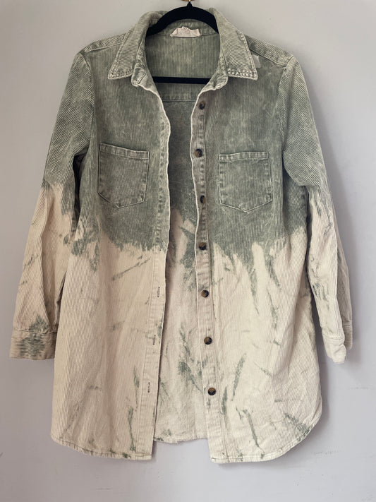 S Peach Love Green Dyed Shacket