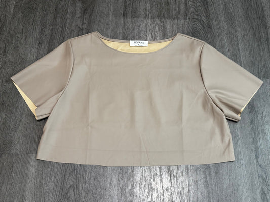 S Zenana Taupe Faux Leather Crop Top