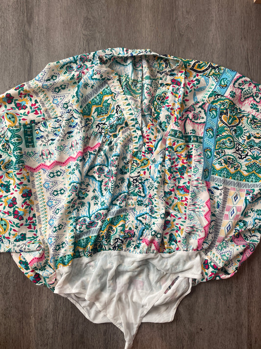 L entro Printed Bodysuit Blouse