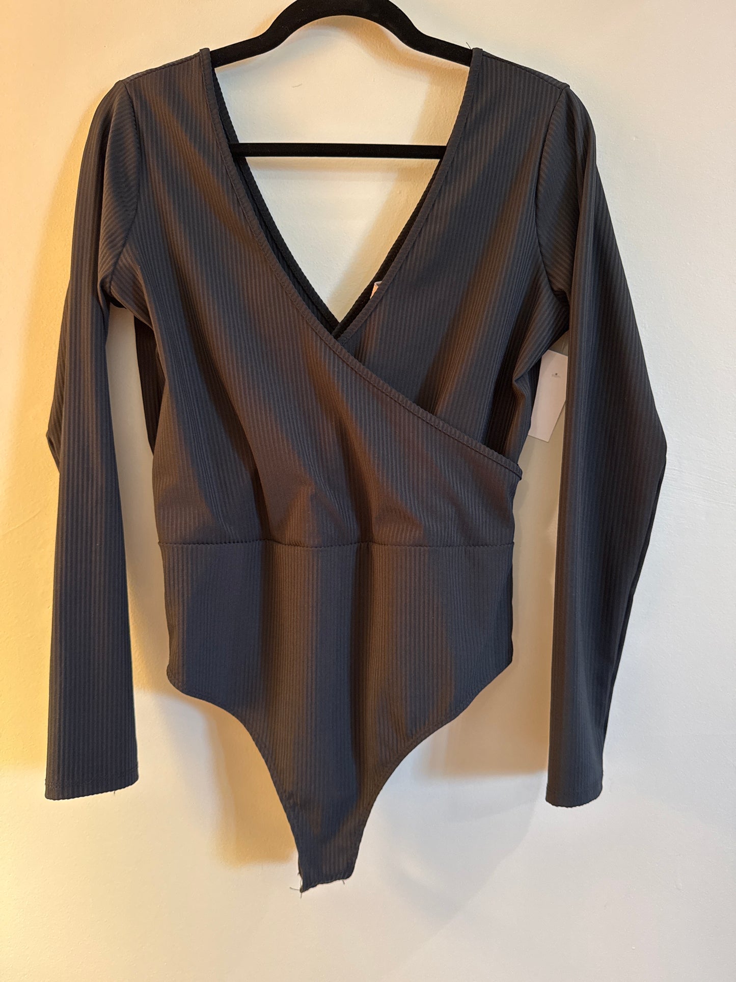 10 Black Ribbed Long Sleeve Body Suit