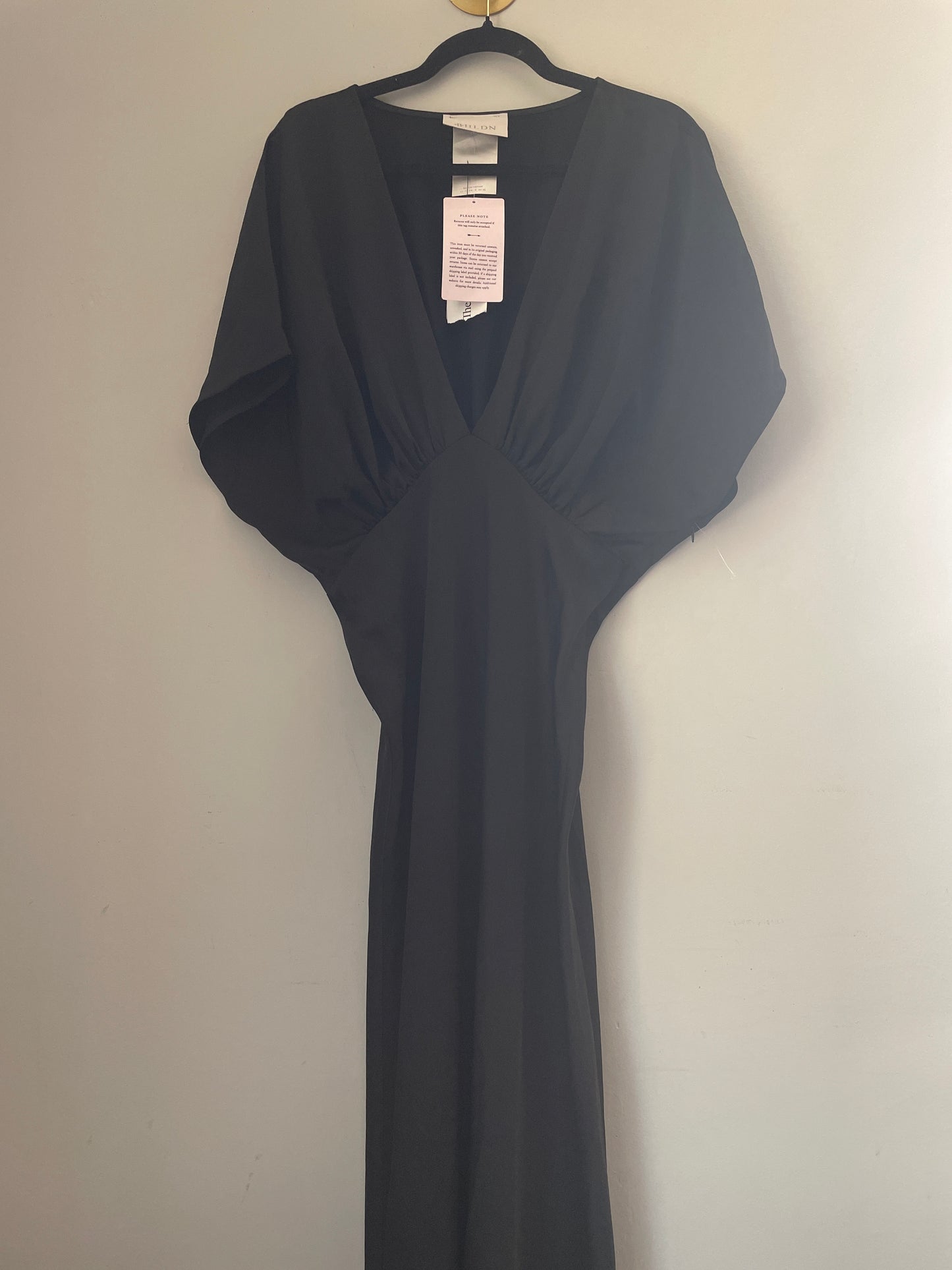 14 NWT BHLDN Leila Deep-V Flutter-Sleeve Satin A-line Gown
