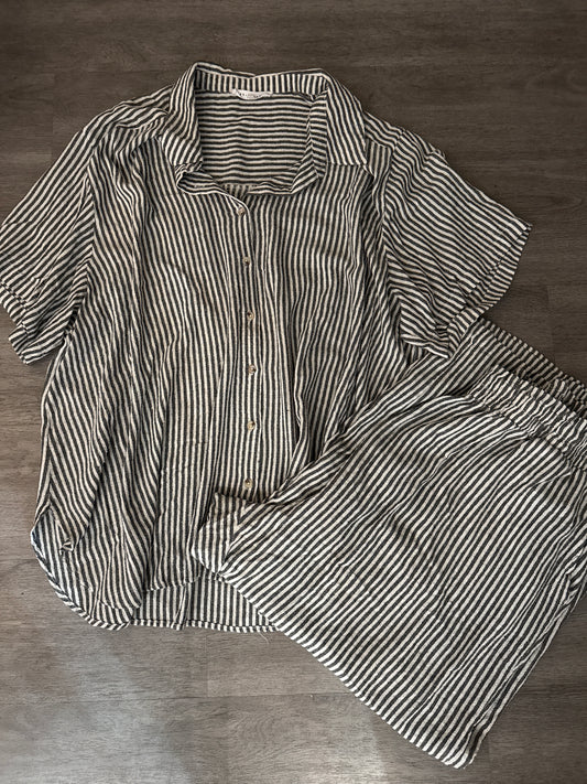 3X Jane + Delancey Black & White Wide Leg Striped Set