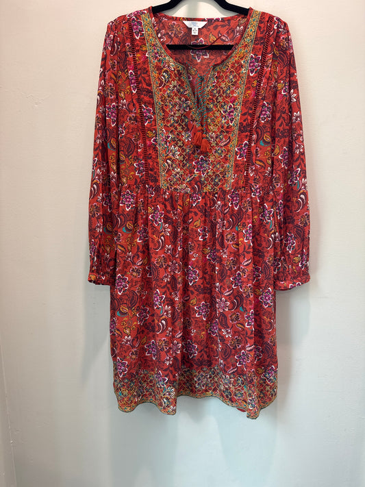 M Time & Tru Long Sleeve Rusted Orange Floral Dress