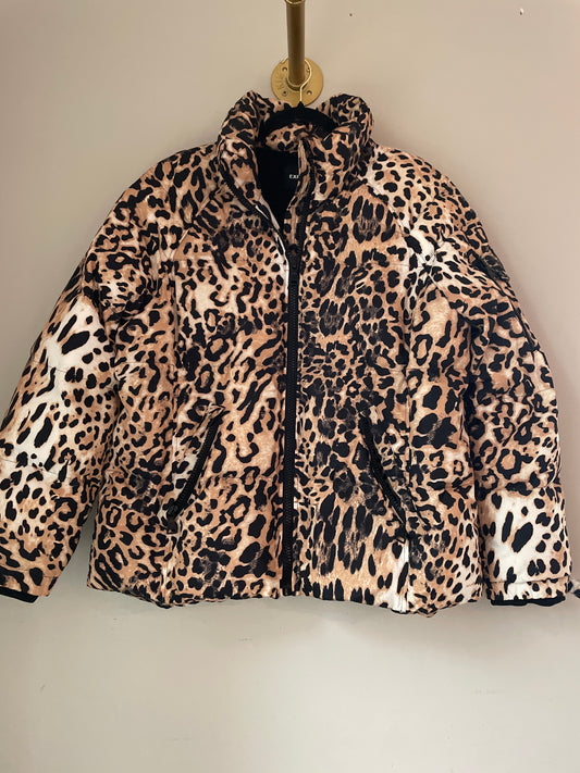 L express Leopard Puffer Coat