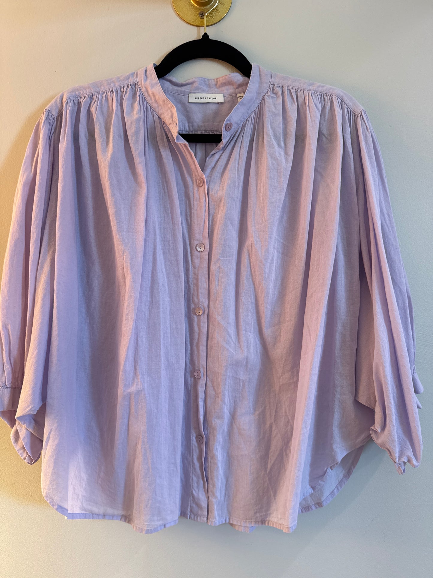 M Rebecca Taylor Lilac Balloon Sleeve Button Up
