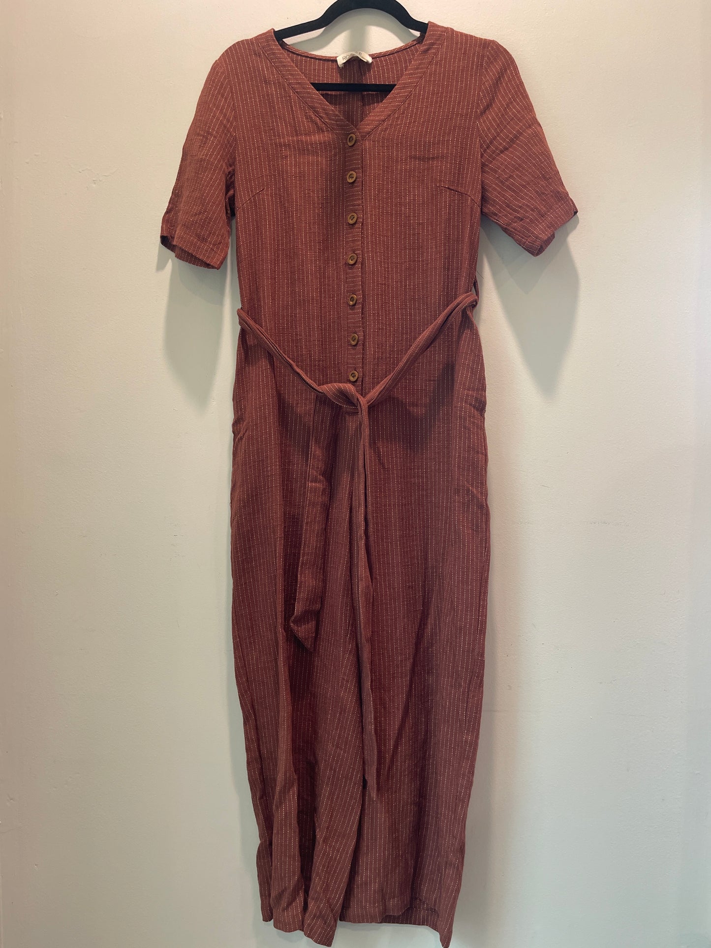 S ROOLEE Brown Pinstripe Romper