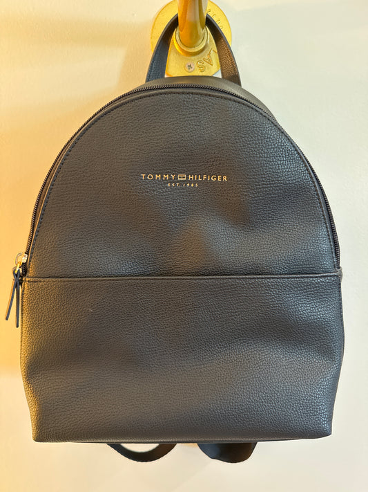 Tommy Hilfiger Black Leather Backpack Purse
