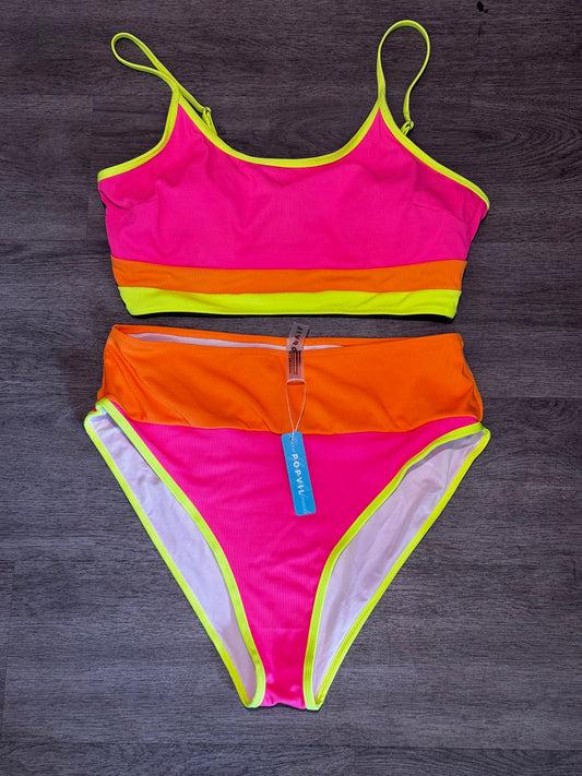 XXL NWT Popvil High-Waisted Ribbed Bikini set