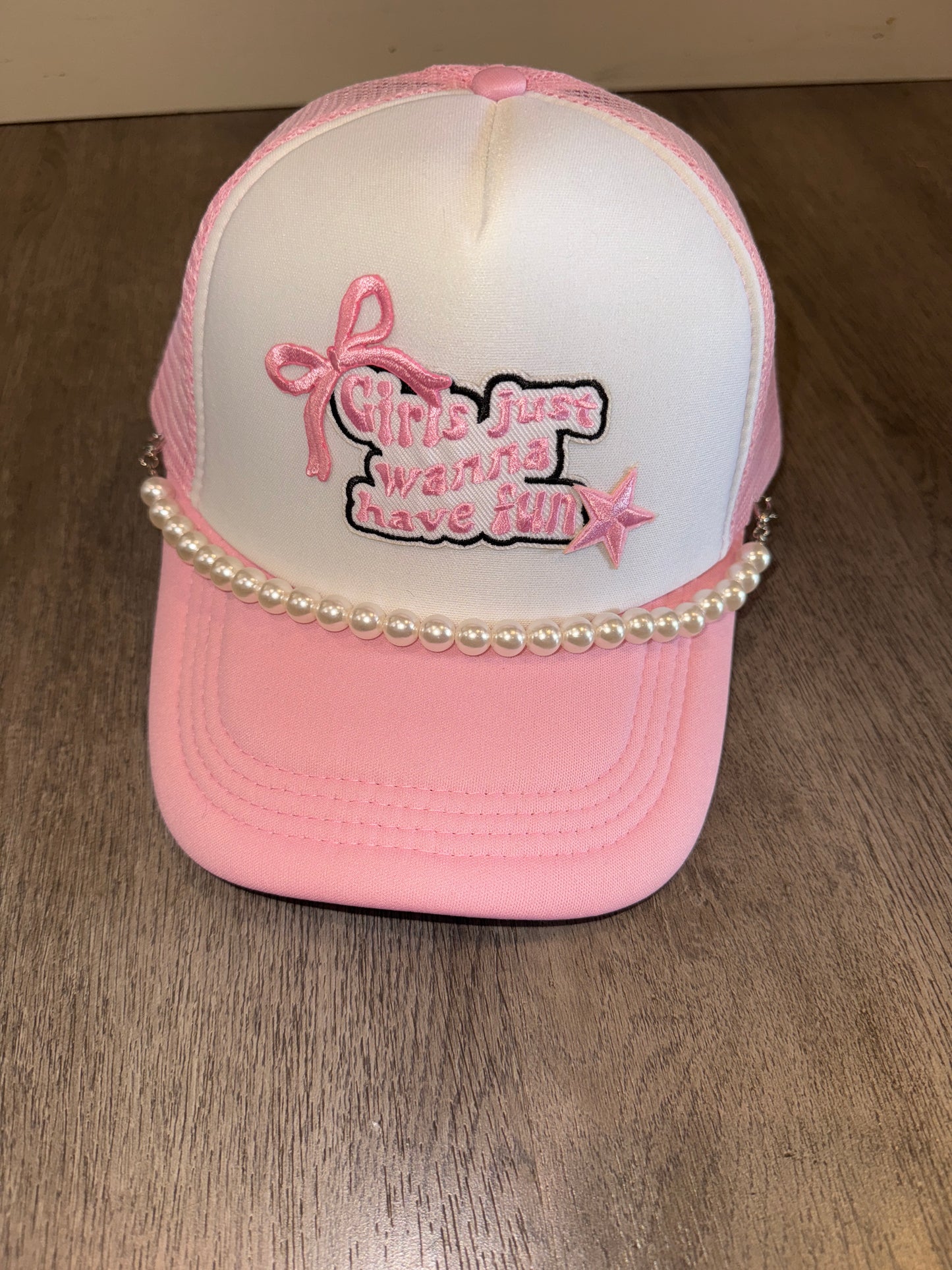 Pink Pearl Girls Just Wanna Have Fun Trucker Hat