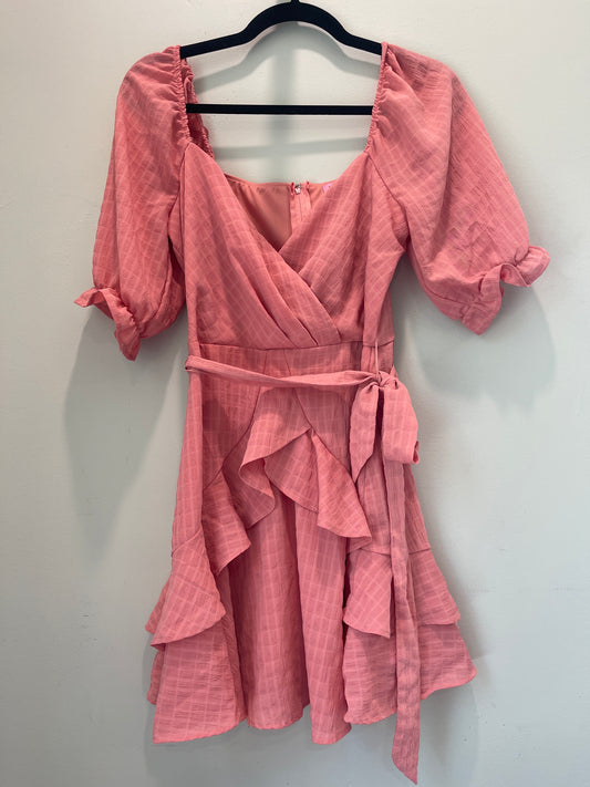 S Miami Coral Wrap + Ruffle Dress