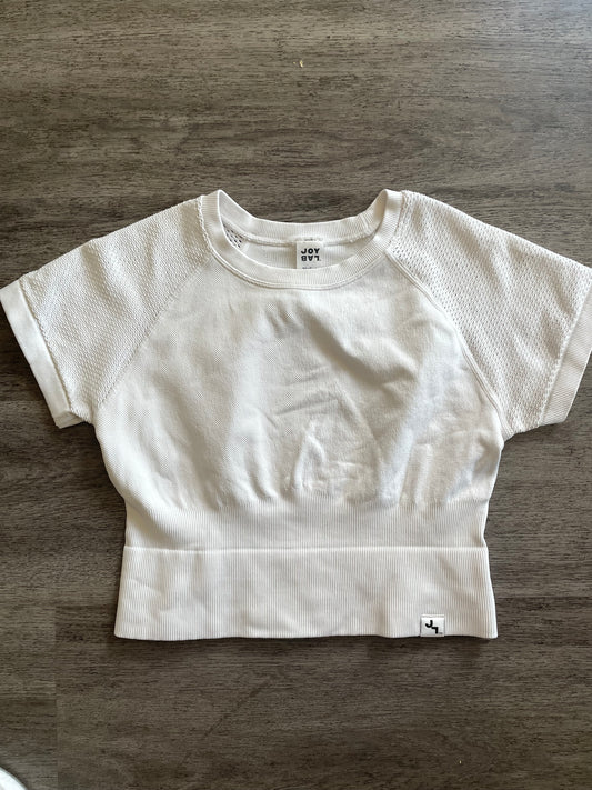 M JoyLab White Athletic Crop Top – Ribbed Performance Tee