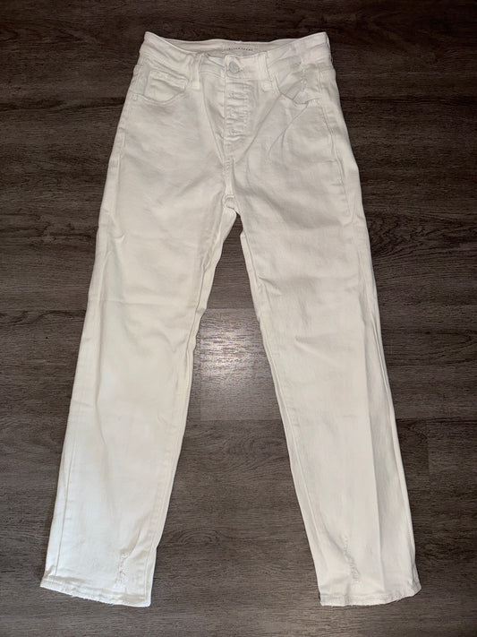 3/26 Risen White Denim Straight Jeans