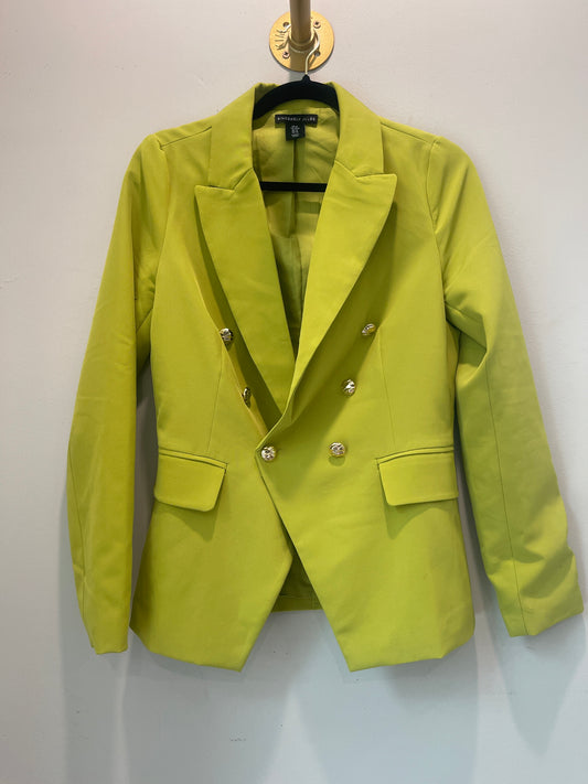 M Sincerely Jules Neon Green Double Breasted Blazer