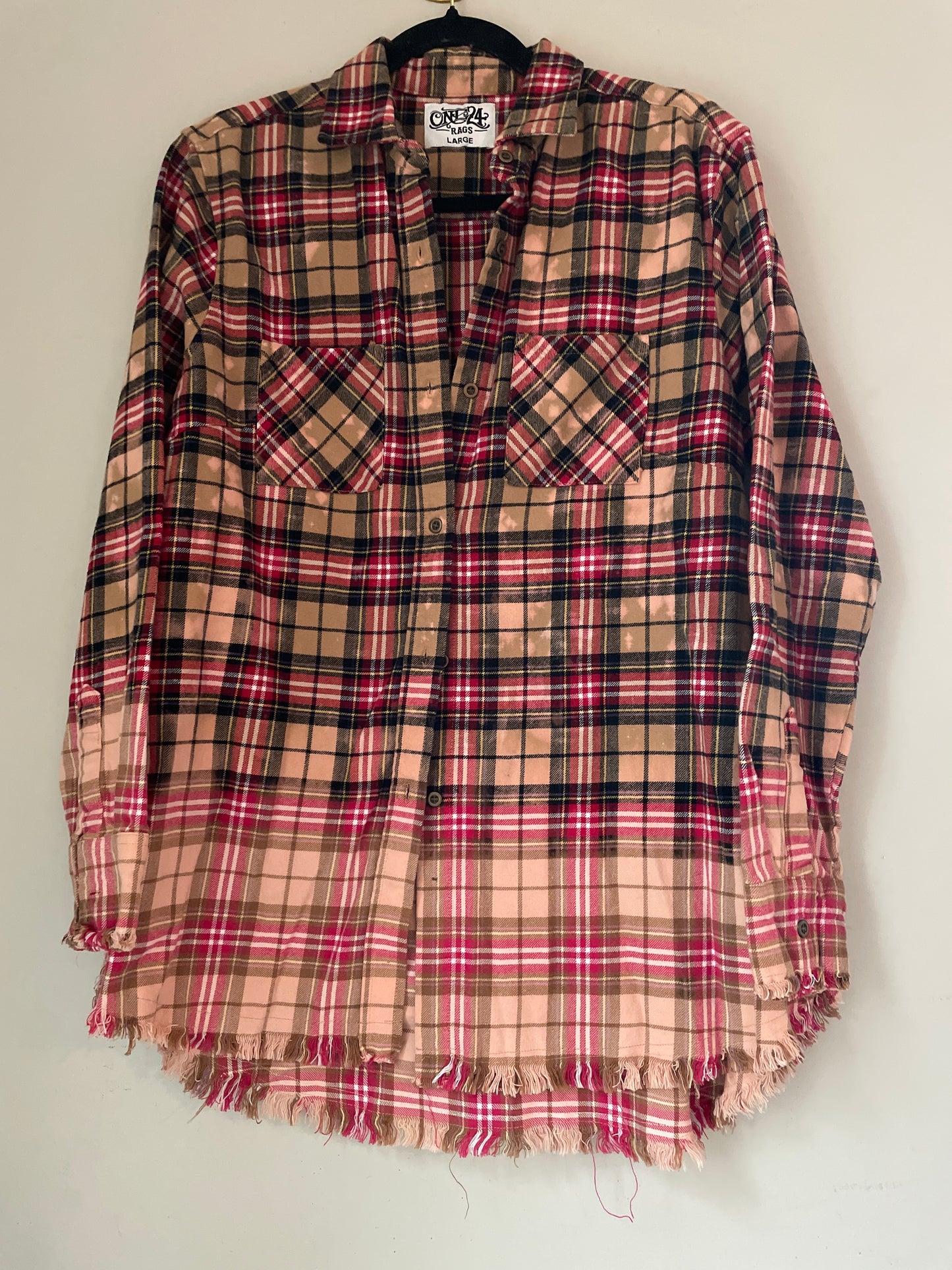 L One24 Black Red Plaid Bleached Flannel