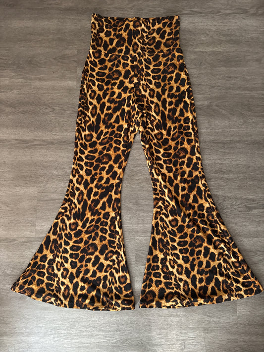 M Turquoise Haven Stretchy Leopard Flares