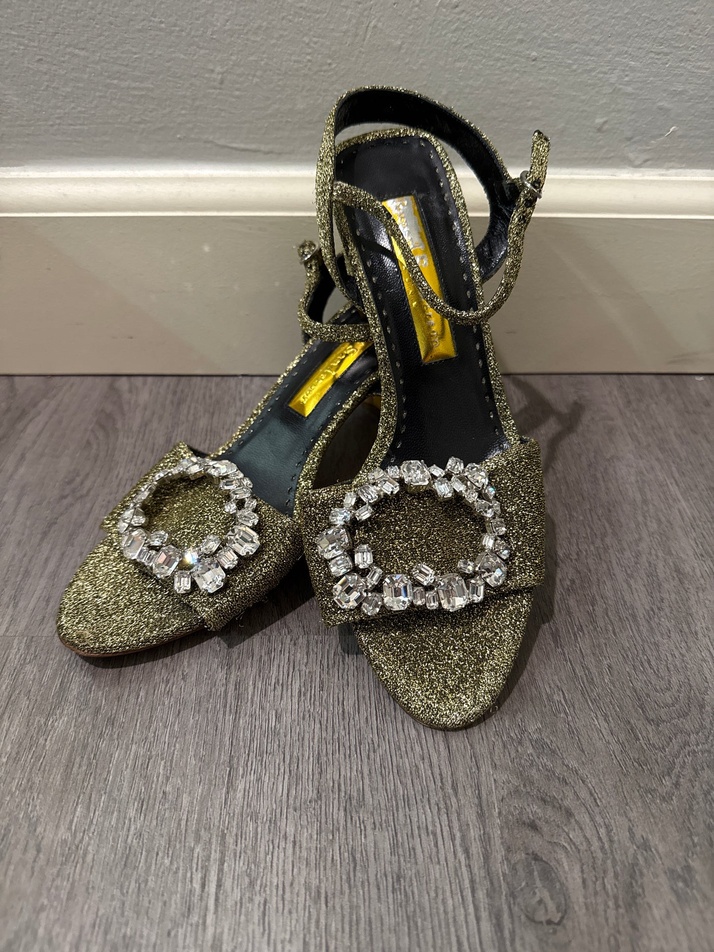 6 Rupert Sanderson Sparkle Gold Heels