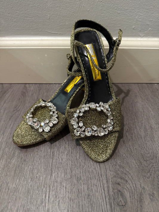 6 Rupert Sanderson Sparkle Gold Heels